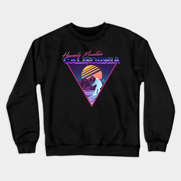 Retro Vaporwave Ski Mountain | Heavenly Mountain California | Shirts, Stickers, and More! Crewneck Sweatshirt by KlehmInTime